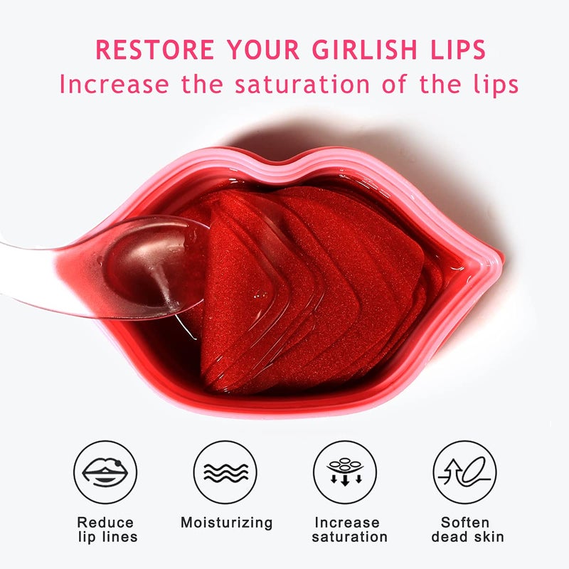 VEZE Lip Masks 20 Pcs, Mask for Dry Lip, Sheets, Collagen Skin Care, Crystal Pads Moisturizing, Anti-Wrinkle, Anti-Aging, Firms & Hydrates Lips, Sleep Pink Count (Pack of 1) - Image 4