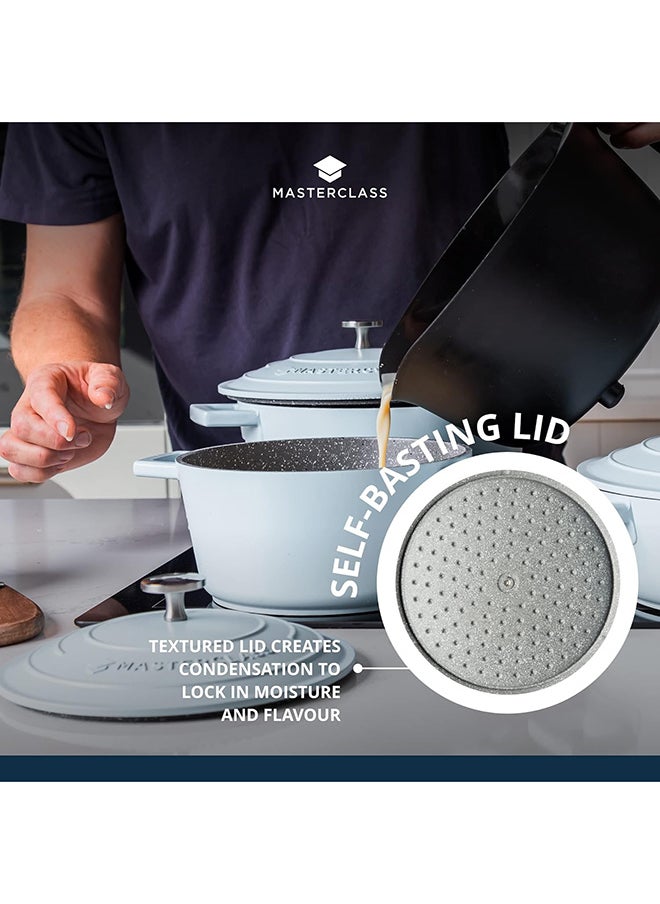 MASTERCLASS - MasterClass Small Casserole Dish with Lid 2.5L/20 cm, Lightweight Cast Aluminium, Induction Hob and Oven Safe, Sky Blue - Image 1