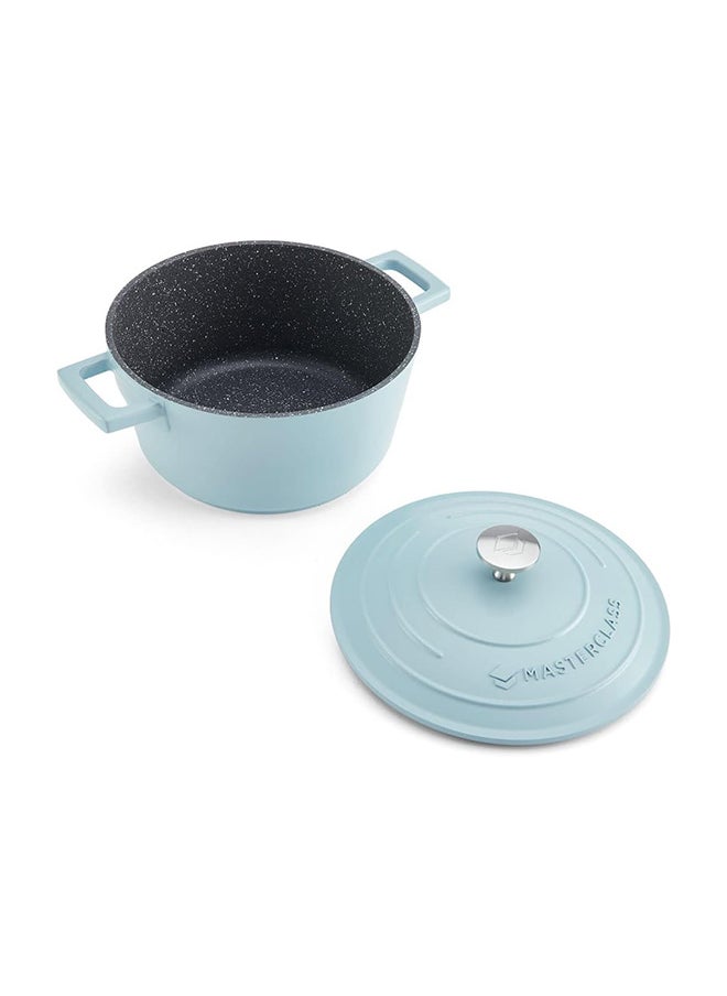 MASTERCLASS - MasterClass Small Casserole Dish with Lid 2.5L/20 cm, Lightweight Cast Aluminium, Induction Hob and Oven Safe, Sky Blue - Image 1