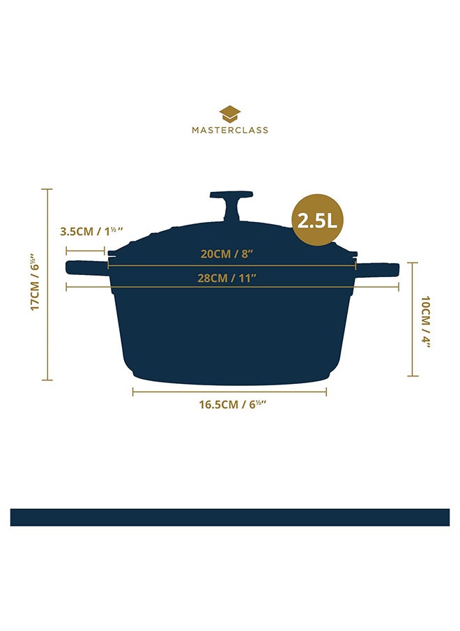 MASTERCLASS - MasterClass Small Casserole Dish with Lid 2.5L/20 cm, Lightweight Cast Aluminium, Induction Hob and Oven Safe, Sky Blue - Image 1