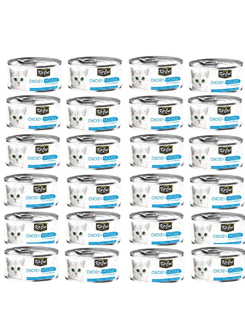Kit Cat 24PC Kit Cat Chicken Mousse with Tuna Topper 80g - Image 1