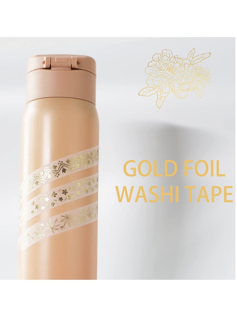Zikra شريط لاصق وشي ذهبي قديم، شريط لاصق نباتي بقطر 15 مم مع أوراق، شريط زينة جمالي لوازم دفتر الملاحظات، الحرف اليدوية، تجميع القصاصات، التخطيط، تغليف الهدايا، شريط وشي - Image 5