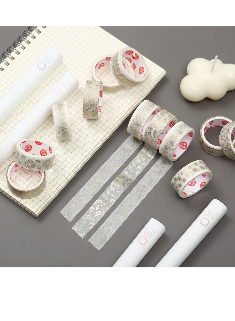 Zikra شريط لاصق وشي ذهبي قديم، شريط لاصق نباتي بقطر 15 مم مع أوراق، شريط زينة جمالي لوازم دفتر الملاحظات، الحرف اليدوية، تجميع القصاصات، التخطيط، تغليف الهدايا، شريط وشي - Image 4