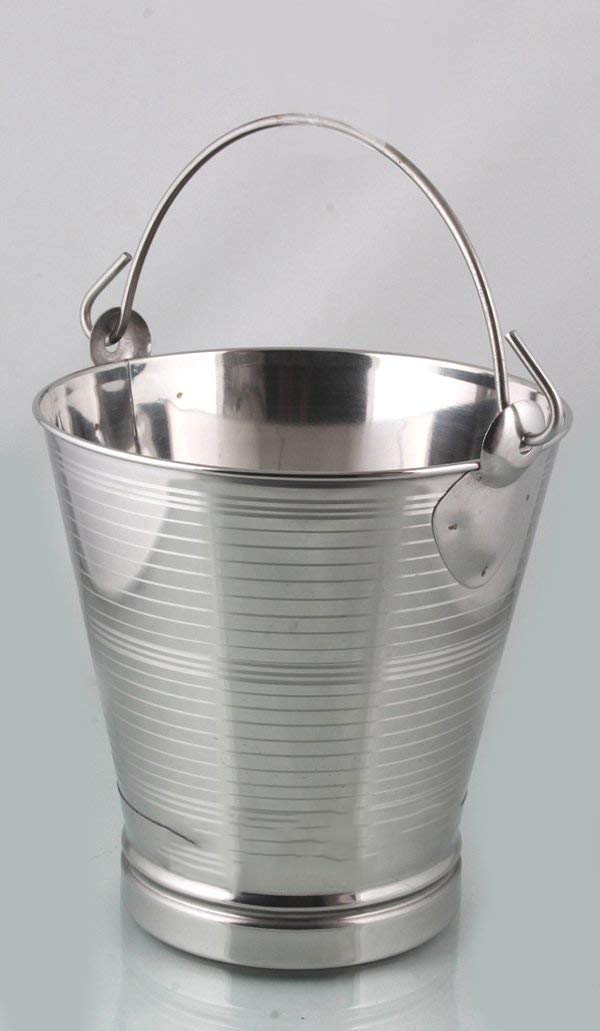JGS Stainless Steel Non Joint Leak Proof Bucket Multipurpose Balti for Home Bathroom and Kitchen Bucket Water Storage Bucket Bucket for Serving Food