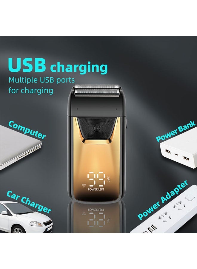 Electric Shaver for Men, Double Foil Shaver for Face and Head, Head Shaver for Bald Men, Hair Cutting Machine for Men Fathers Husband, Barber Supplies, Gold - Image 5