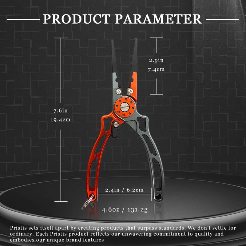 Pristis UTA II Fishing Pliers, Multi-Function Split Ring Plier Gear, Saltwater Resistant Teflon Coated Locking Hook Remover Cutter, Stainless Steel Top & Aluminum Body Tool Kit Tackle Set for Bass - Image 5