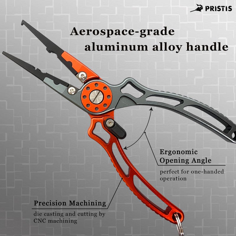 Pristis UTA II Fishing Pliers, Multi-Function Split Ring Plier Gear, Saltwater Resistant Teflon Coated Locking Hook Remover Cutter, Stainless Steel Top & Aluminum Body Tool Kit Tackle Set for Bass - Image 2
