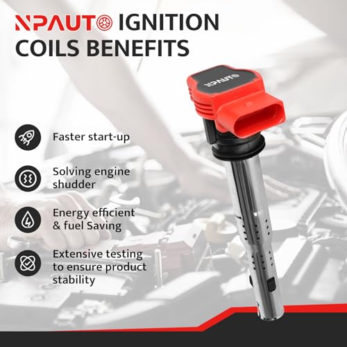 NPAUTO استبدال حزمة ملف الإشعال لسيارات التوربو 2.0 2.0T 3.2L أودي A4 A5 A6 A3 Q5 SQ5 Q7 S4 S5، فولكس فاجن باسات جيتا GTI CC تيغوان 2006 2007 2008 2009 2010 2011 2012 2013 2014 2015 2016، 06E905115E UF529، 4 قطع - Image 2