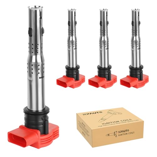 NPAUTO استبدال حزمة ملف الإشعال لسيارات التوربو 2.0 2.0T 3.2L أودي A4 A5 A6 A3 Q5 SQ5 Q7 S4 S5، فولكس فاجن باسات جيتا GTI CC تيغوان 2006 2007 2008 2009 2010 2011 2012 2013 2014 2015 2016، 06E905115E UF529، 4 قطع - Image 1
