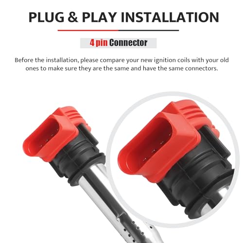 NPAUTO استبدال حزمة ملف الإشعال لسيارات التوربو 2.0 2.0T 3.2L أودي A4 A5 A6 A3 Q5 SQ5 Q7 S4 S5، فولكس فاجن باسات جيتا GTI CC تيغوان 2006 2007 2008 2009 2010 2011 2012 2013 2014 2015 2016، 06E905115E UF529، 4 قطع - Image 5