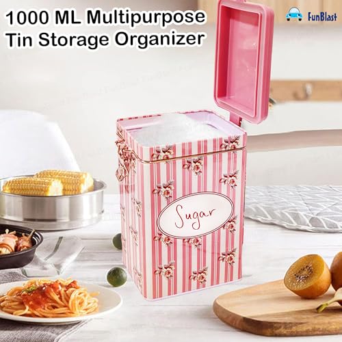 FunBlast Tea, Sugar Storage Boxes - Multipurpose Tin Storage Organizer for Home and Kitchen Accessories, Jar Set for Home & Kitchen Storage Box, Dabba Container – 1000 ML (Sugar) - Image 5
