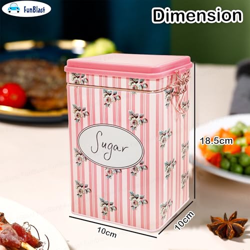 FunBlast Tea, Sugar Storage Boxes - Multipurpose Tin Storage Organizer for Home and Kitchen Accessories, Jar Set for Home & Kitchen Storage Box, Dabba Container – 1000 ML (Sugar) - Image 3
