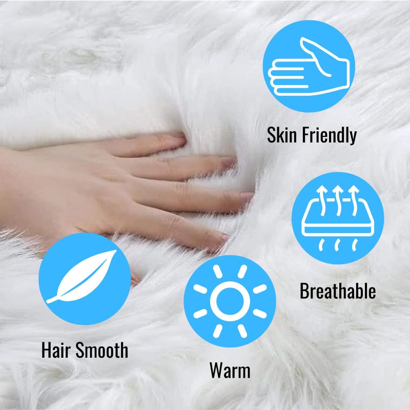 NINGDAN 14x10 inches 1pcs Rectangle Faux Fur Plush Cushion, Area Rugs Fluffy Carpet Mini Small Size Fit,for Tabletop Photography,Home Decor,Product Display,Locker Accessories for Girls (White) - Image 2