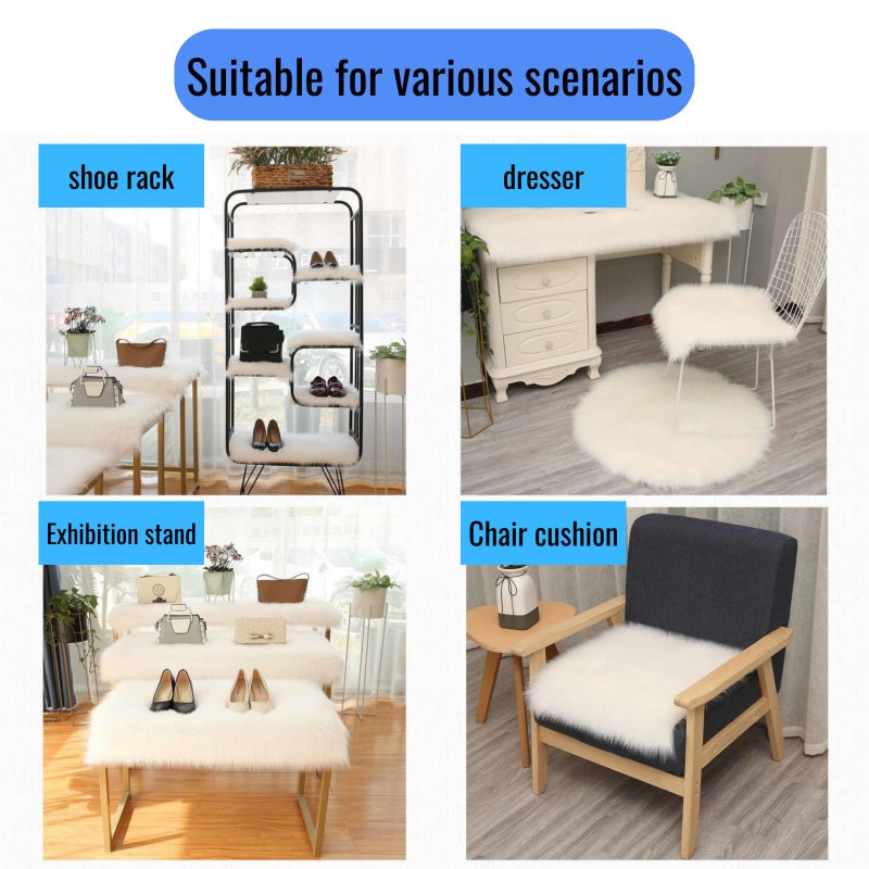 NINGDAN 14x10 inches 1pcs Rectangle Faux Fur Plush Cushion, Area Rugs Fluffy Carpet Mini Small Size Fit,for Tabletop Photography,Home Decor,Product Display,Locker Accessories for Girls (White) - Image 3