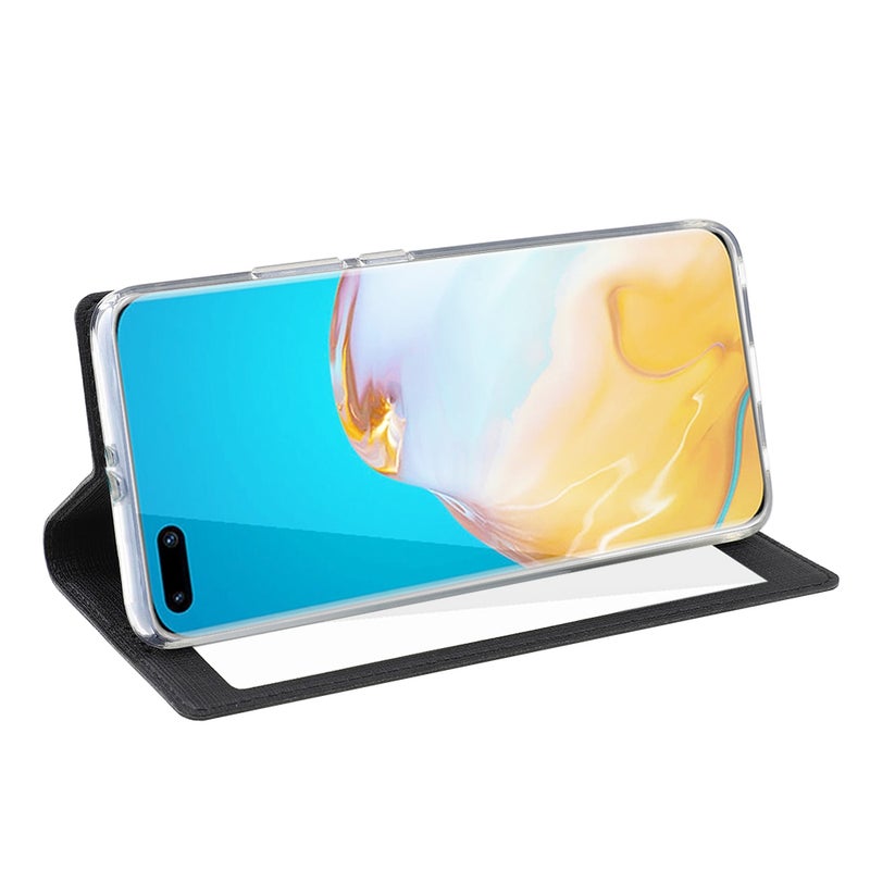 HuHa Case Cover For Huawei P40 Pro ViLi DMX-54 Shockproof TPU + PU Leather View Window Magnetic Attraction Horizontal Flip Protective Case with Card Slots & Holder & Sleep / Wake-up(Black) - Image 5