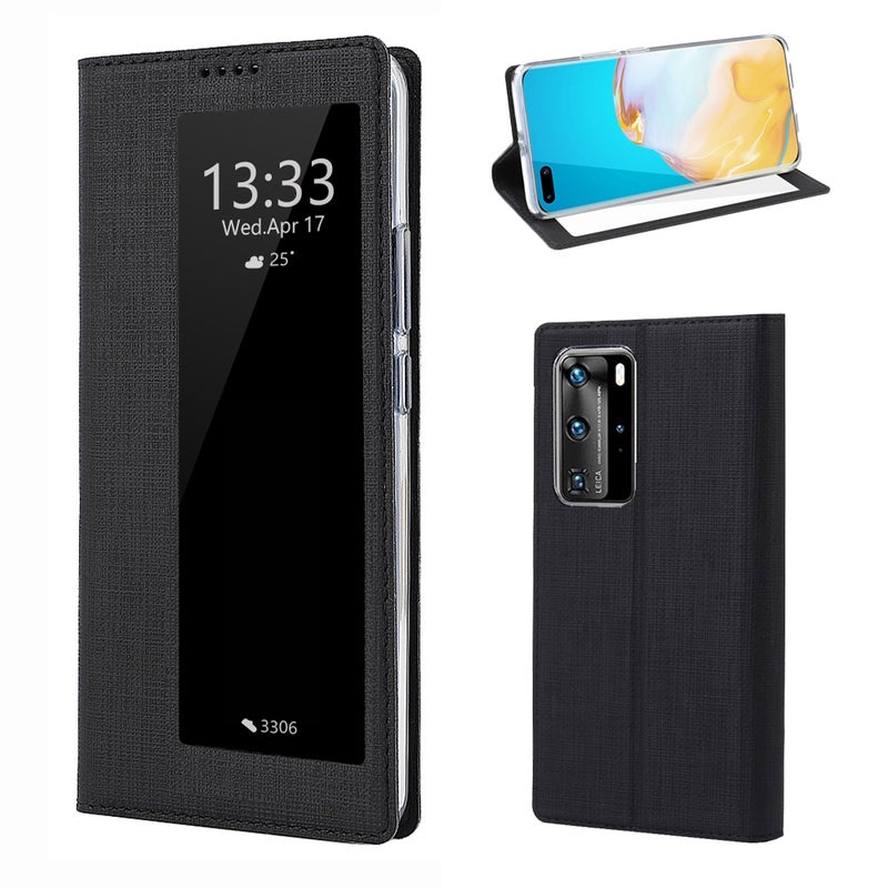HuHa Case Cover For Huawei P40 Pro ViLi DMX-54 Shockproof TPU + PU Leather View Window Magnetic Attraction Horizontal Flip Protective Case with Card Slots & Holder & Sleep / Wake-up(Black) - Image 1