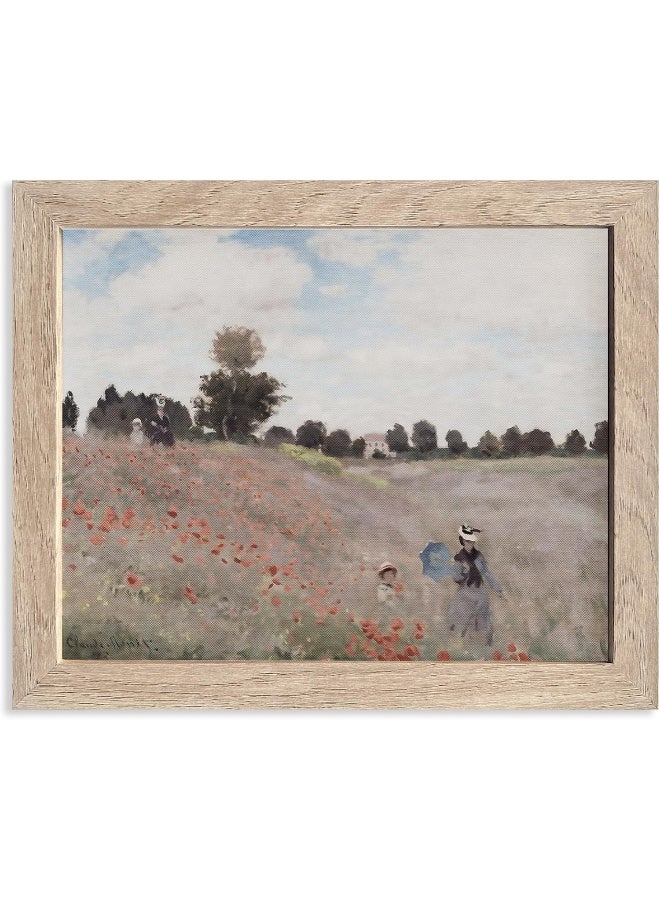 HoozGee Poppy Field Picture Framed Wall Art Prints by Claude Monet - Image 1