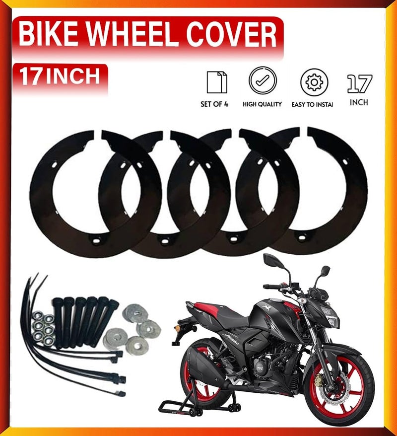 Asryd Bike Wheel Cover for 17 inch Wheel for Apache RTR 160 4V & Universal Bike (Not Suitable for Dominar) Black - Image 1