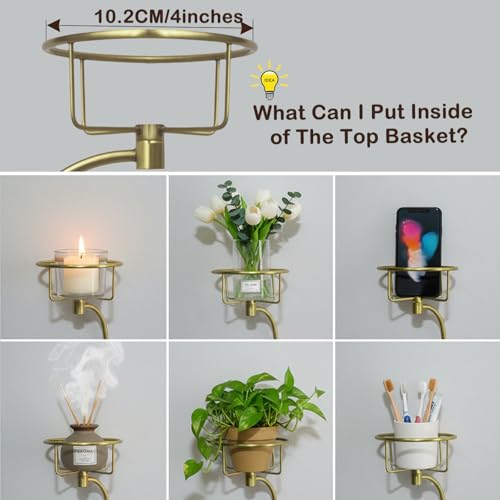 ICCTUO 100% Solid Brass Hand Towel Holder, Champagne Bronze Towel Hook, Bathroom Towel Holder with Candle Holder for Wall Décor, Brass Bathroom Accessories, Wall Vase Holder - Image 2