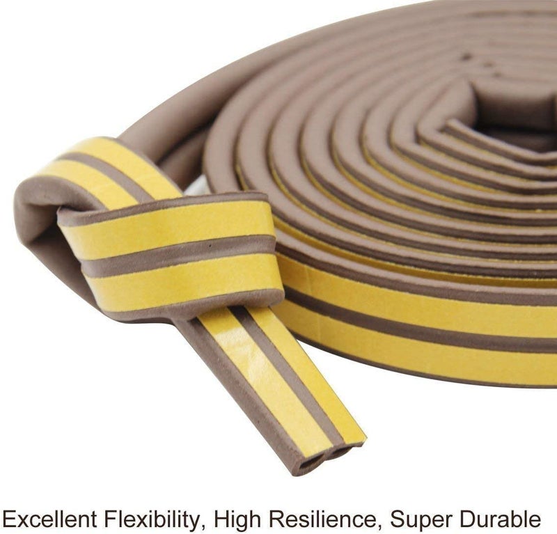 Jashgop Jashgop Window Seal Strip Tape Doors Windows Frame Self Adhesive D Type Foam Sealing Tape 5 Meter Soundproof Insulation Cell Foam Stripping Brown  - Image 5