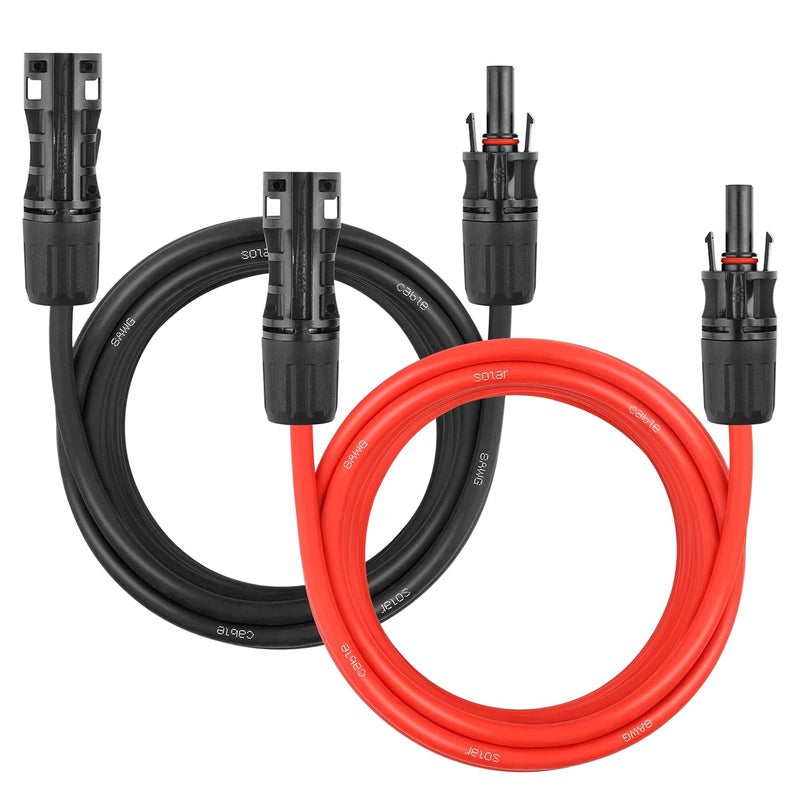 YDDECW Solar Panel Extension Cable - 8AWG 15FT Solar Wire Cord 8 Gauge PV Wire with Female & Male Waterproof Connector for RV, Photovoltaic Systems, Home, Boat, Solar Panels, Car(15ft Red + 15ft Black) - Image 1