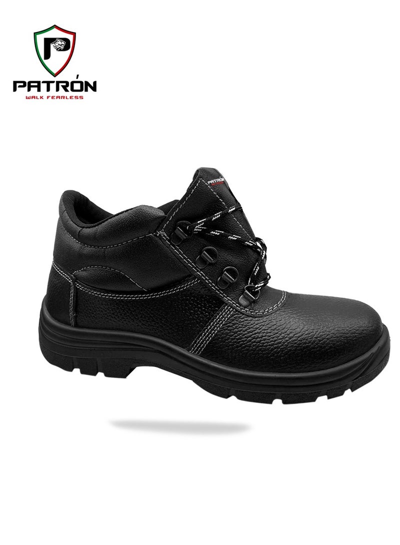 Patron BISON | B2412 PATRON Men Women Leather Safety Shoe With Metal Toe Cap Breathable EVA PU Insock Lightweight Comfortable Puncture Proof Industrial Factory Work Protective  - Image 1