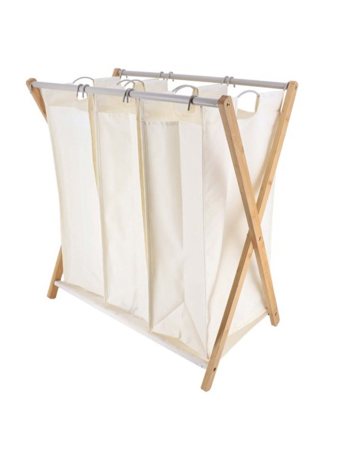 Tendance 3-Compartment Removable Laundry Hamper Natural and White 102 L 98206104 - Image 1
