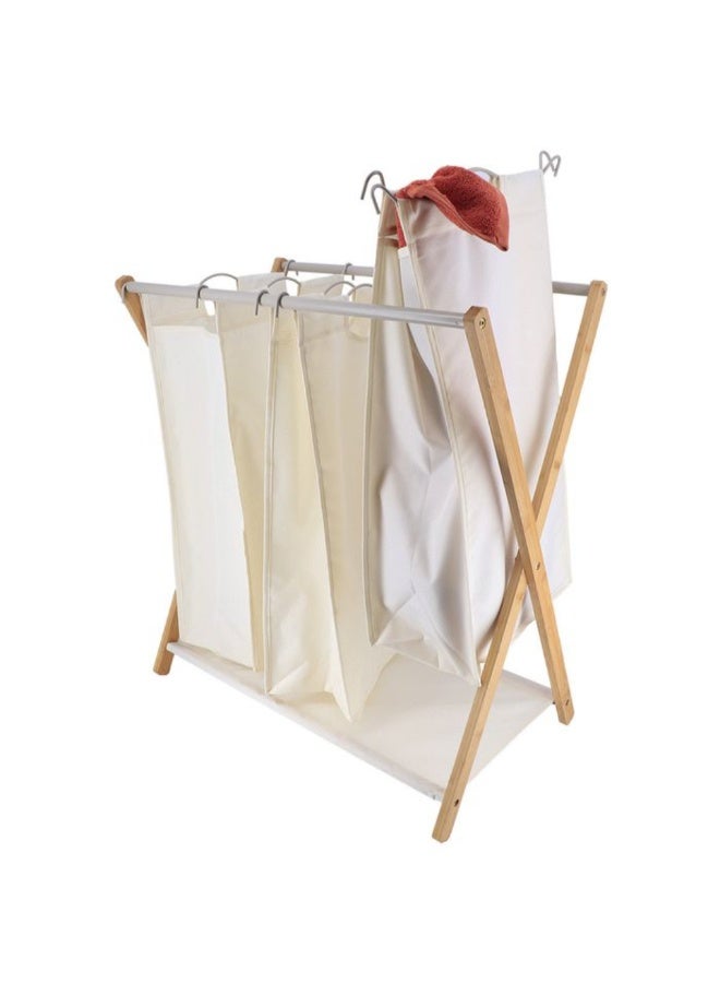 Tendance 3-Compartment Removable Laundry Hamper Natural and White 102 L 98206104 - Image 2