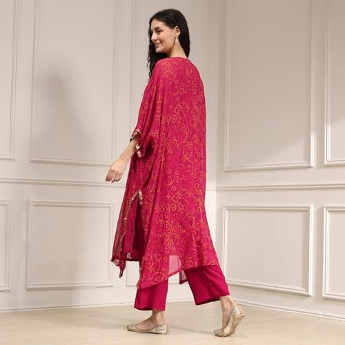 Biba Women Red Viscose Straight Printed Kurta Set_40 - Image 5