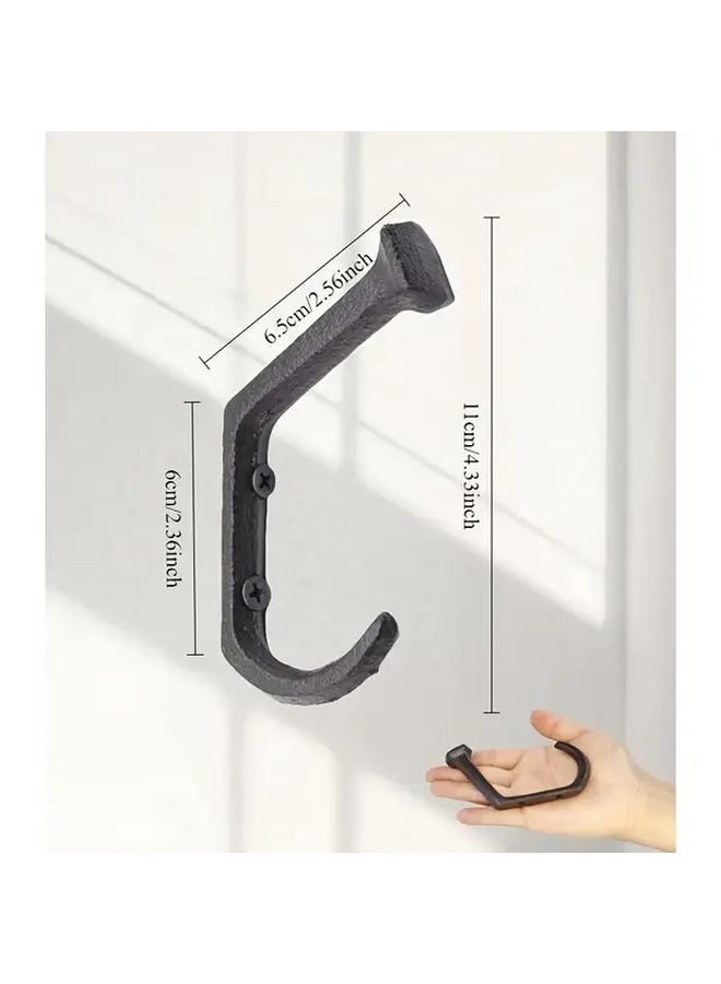 2pcs Rustic Cast Iron Wall Mounted Coat Hooks Vintage Farmhouse Style Black Finish - Image 3