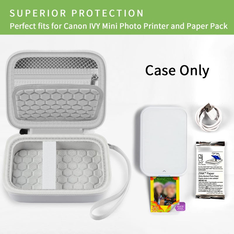 ALKOO Case Compatible with Canon for Ivy/for Ivy 2 Mobile Mini CLIQ CLIQ+ CLIQ2 CLIQ+2 Instant Camera Printer, Wireless Bluetooth Portable Smartphone Printer, Mesh Pocket fits Paper & Cable, White - Image 2