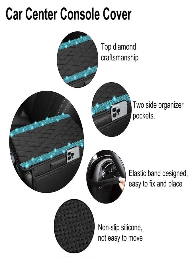 NBTEPEM غطاء وحدة التحكم المركزية للسيارة من NBTEPEM، غطاء مسند ذراع السيارة من الجلد مع حقيبتي تخزين، غطاء وحدة التحكم المركزية للسيارة مناسب لمعظم المركبات (أزرق مائي ماسي) - Image 3