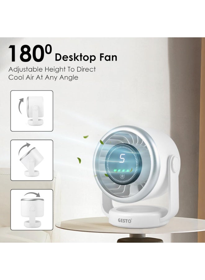 الجستو Gesto High Speed Turbo Table Fan – 5 Speed Rechargeable Desk Fan with 3600mAh Battery, Upto 10 Hrs. Runtime, USB Type-C Portable Fan, 180° Adjustable Quiet Desktop Fan for Office, Home, Kitchen,Travel - Image 5
