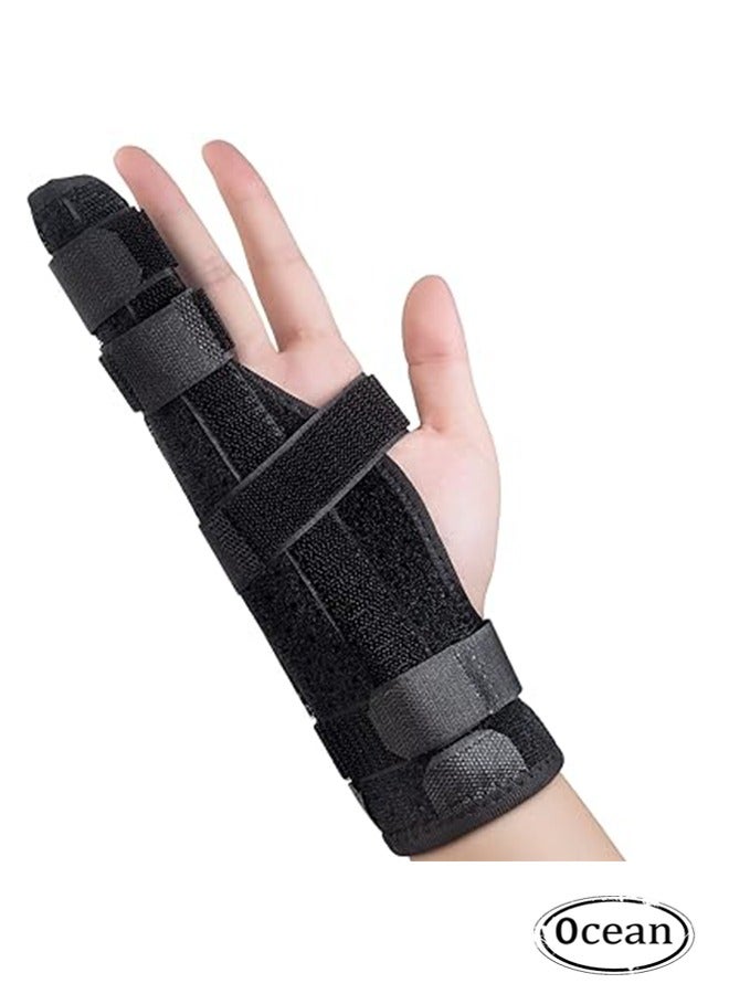 Hand Brace with Finger Support Finger Brace Pinky Finger Splint Brace Boxing Fracture Splint Two Finger Splint Boxer Finger Brace for Wrist and Hand, Metacarpal Splint for 4th or 5th Finger (Large) - Image 1