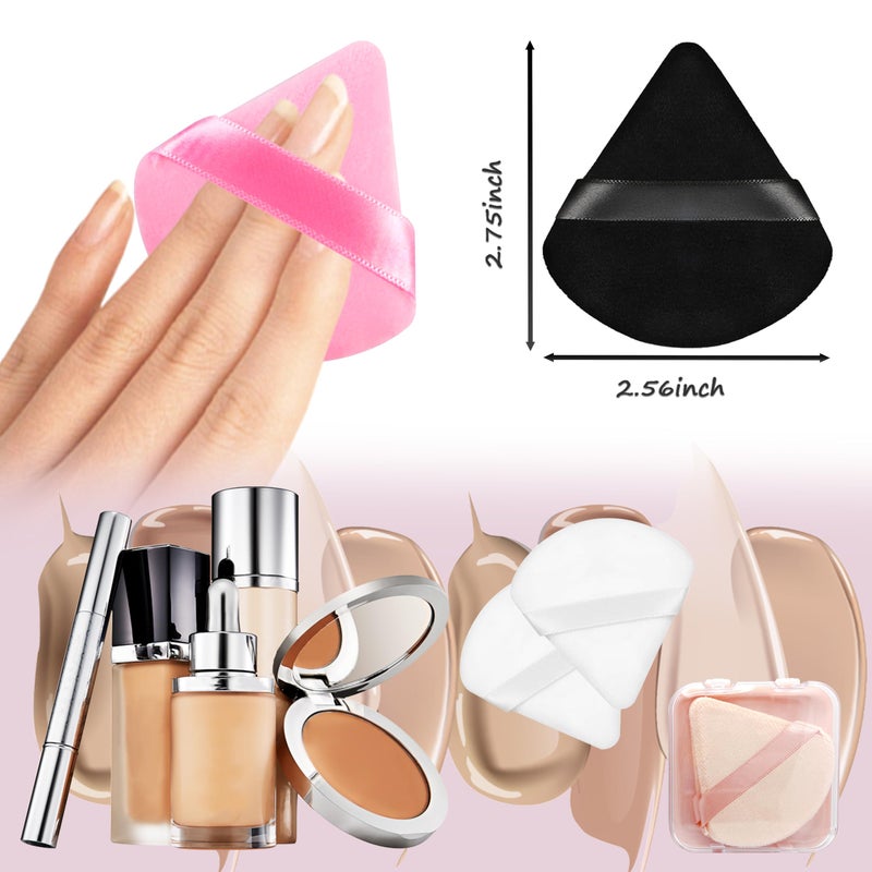 ZZJKeep 8 Pieces Triangle Powder Puff with 4 Travel Cases, Triangle Makeup Puff, Reusable Velour Makeup Sponge Blending Puff for Loose Powder and Foundation, Beauty Makeup Tools (4 colors) - Image 2