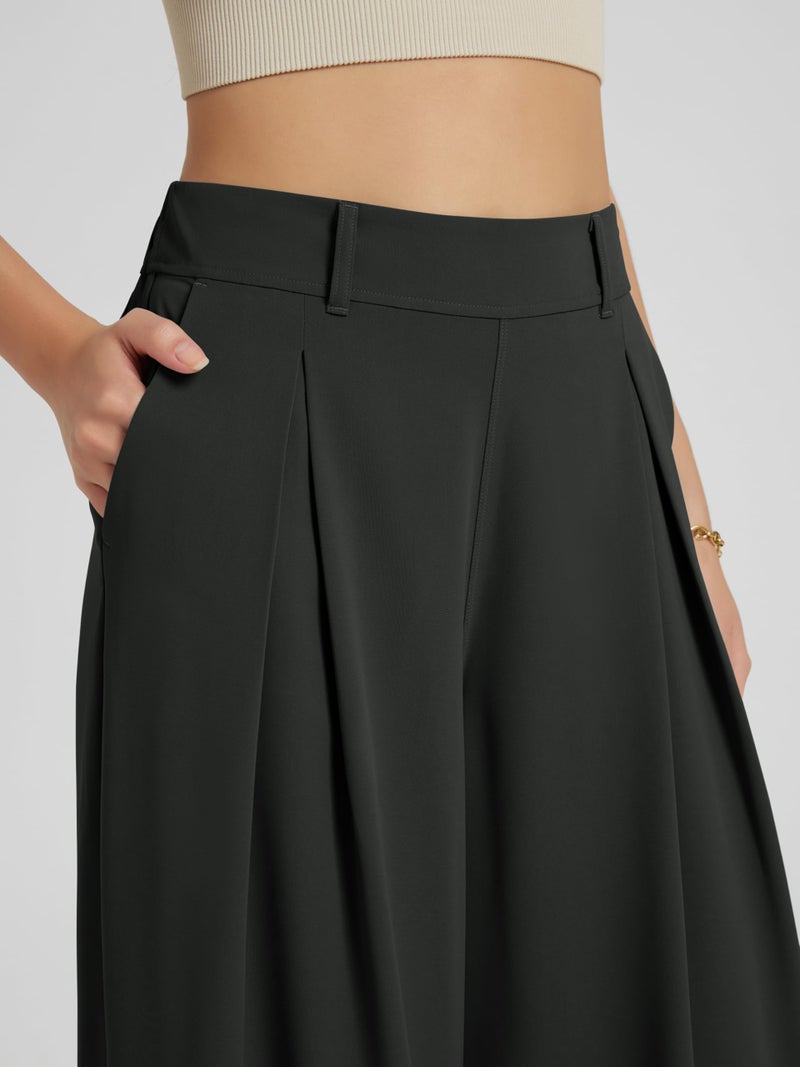 ODODOS Pleated Wide Leg Pants for Women Flowy Lightweight High Waist Trouser with Pockets-29 Inseam, Black, X-Large - Image 5