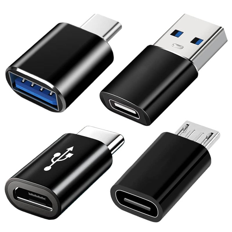 Mepsies USB C Adapters 4 Pack, USB C to USB 3.0 OTG Adapter, Micro USB to USB C Adapter Compatible with MacBook Pro, Samsung Galaxy, Smartphones, Laptop, PC, in Car and More - Image 1