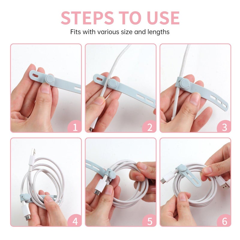 Oligei 25 Pcs Silicone Cable Ties, Cable Ties Reusable, High Elasticity Cord Wraps for Electrical Cords, Cord Organizer for Earphone, Phone Charger(Colorful) - Image 5