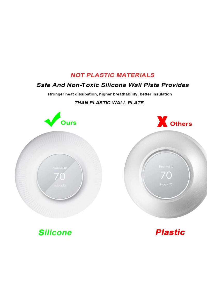 Silicone Wall Plate Cover Compatible with Google Nest Thermostat, Fingerprint Resistant Bracket Mount Trim Kit for Nest Thermostat, Complementary Design Easy to Install Backplate for Home, White  - Image 5