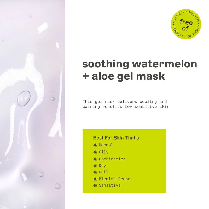 Freeman Soothing Watermelon & Aloe Gel Facial Mask, Hydrates, Nourishes, & Soothes Irritated Skin, Cooling, Calming Gel Face Mask, For Sensitive & Break-Out Prone Skin, 6 fl.oz. Tube, 1 Count - Image 3