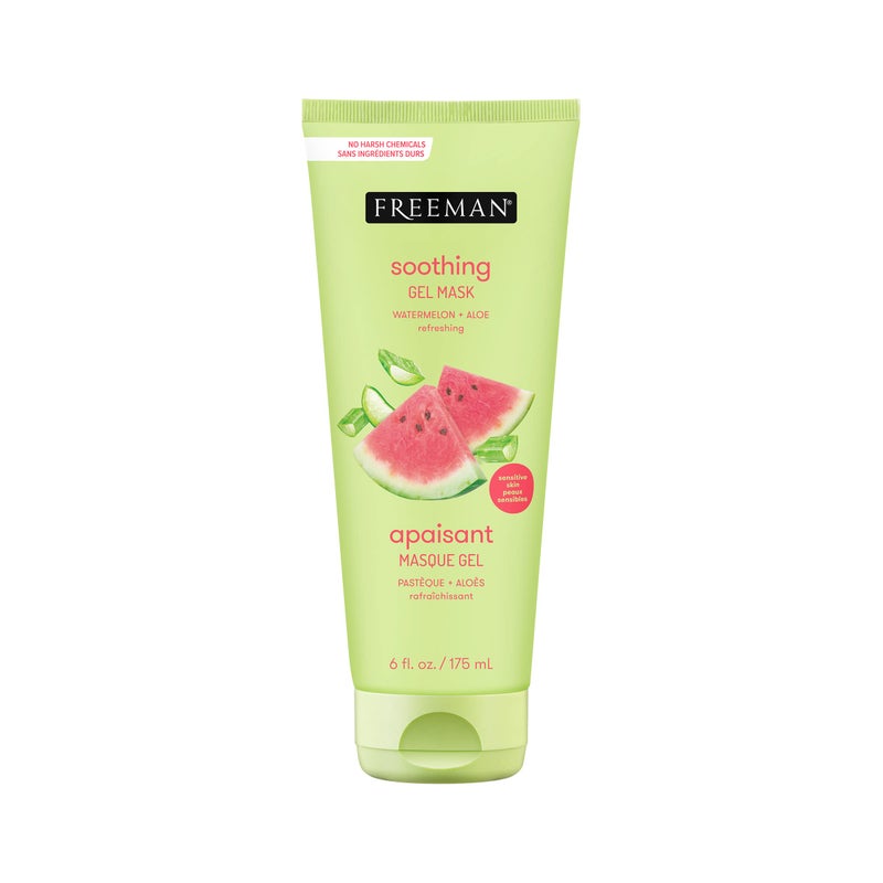 Freeman Soothing Watermelon & Aloe Gel Facial Mask, Hydrates, Nourishes, & Soothes Irritated Skin, Cooling, Calming Gel Face Mask, For Sensitive & Break-Out Prone Skin, 6 fl.oz. Tube, 1 Count - Image 1