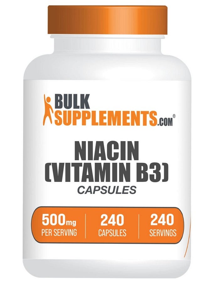 BULKSUPPLEMENTS.COM - Niacin Capsules Niacin 500Mg Niacin With Flushing Vitamin B3 Supplement Niacin Flush B3 Vitamins 500Mg Of Nicotinic Acid Per Capsule 240Day Supply (240 Capsules) - Image 1