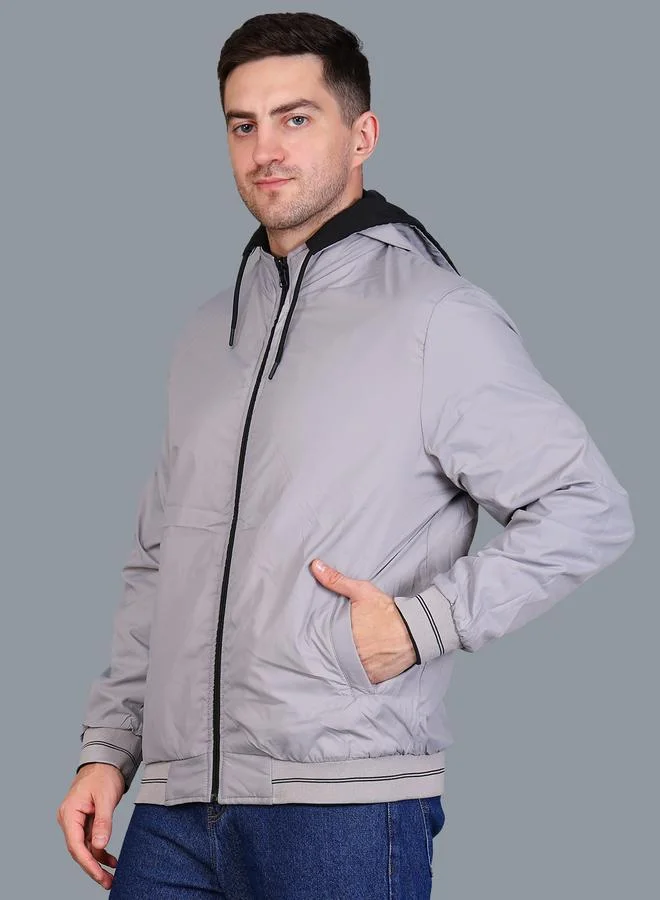 فورت كولينز جاكيت أسود خفيف الوزن بياقة هودي