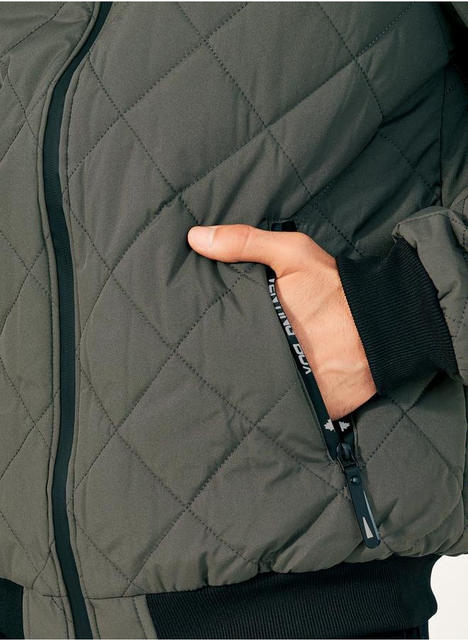 Styli - Diagonal Quilted Hooded Puffer Jacket - Image 1