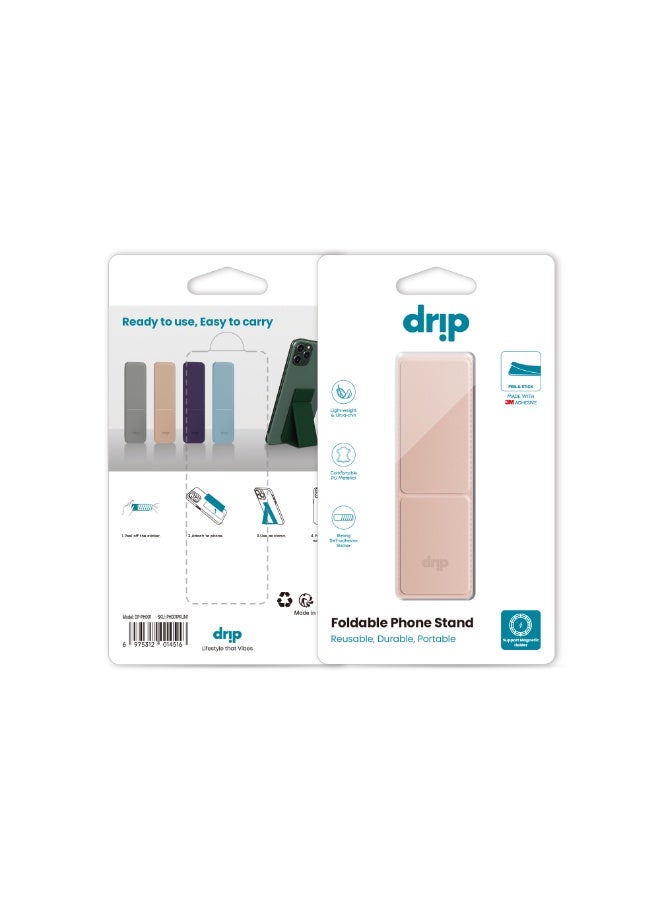 DRIP Foldable Phone Stand – Pink | Adjustable Aluminum Desk Holder for Smartphones & Tablets - Image 1