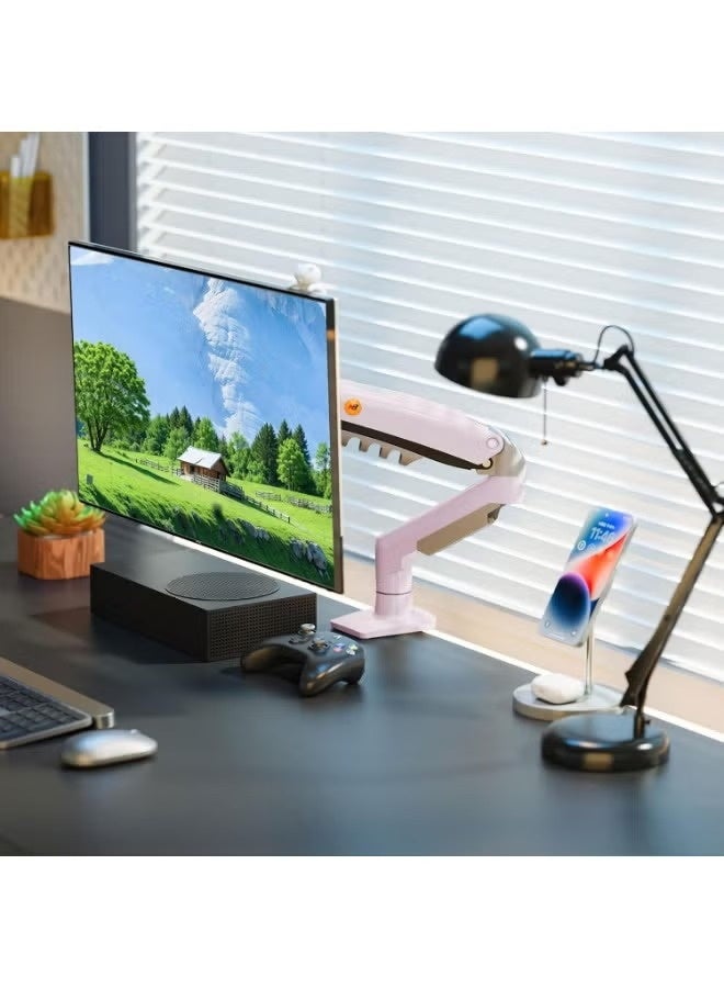 NB Ergonomic Monitor Mount,Fits 17-30" or Bigger Computer Monitors, Adjustable Stand with Tilt Rotation Swivel Function Desk Mount F80-JX Fantasy Pink - Image 2