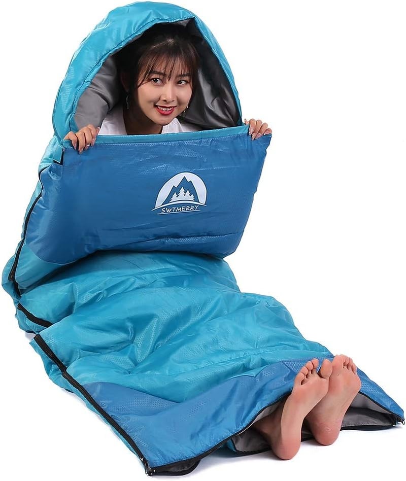 SWTMERRY Sleeping Bag 3 Seasons (Summer, Spring, Fall) Warm & Cool Weather - Lightweight,Waterproof Indoor & Outdoor Use for Kids, Teens & Adults for Hiking and Camping - Image 3