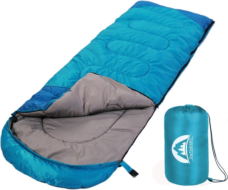 SWTMERRY Sleeping Bag 3 Seasons (Summer, Spring, Fall) Warm & Cool Weather - Lightweight,Waterproof Indoor & Outdoor Use for Kids, Teens & Adults for Hiking and Camping - Image 1