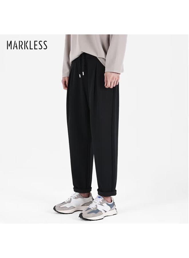 Markless Casual Pants For Men, Autumn And Winter Versatile Simple Loose Straight Comfortable Trousers, Men's 3852, Black, Size 29 - Image 1