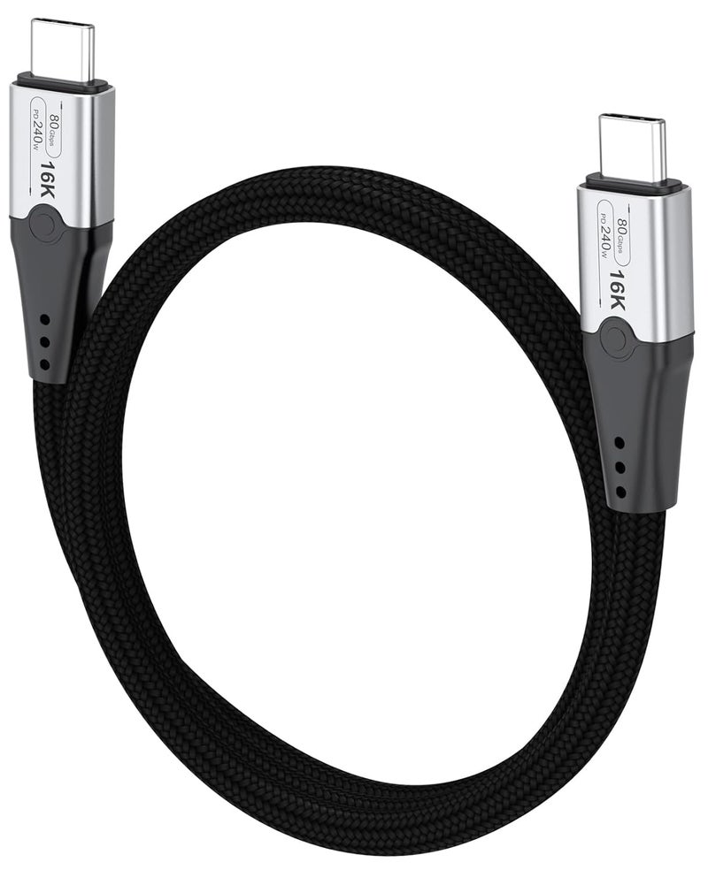 VoroDcip USB 5 Cable 3ft for Thunderbolt 5, 80Gbps Data Transfer 16K Dual 8K Video Display 240W Charging for Thunderbolt 5/USB4 v2, MacBook Pro, Mac mini, Monitor, Z890, Dock, Externel SSD, eGPU - Image 1